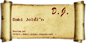 Dabi Jolán névjegykártya