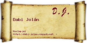 Dabi Jolán névjegykártya